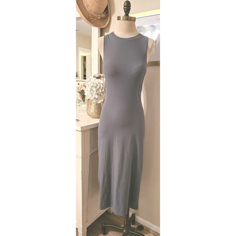 Lululemon All Aligned Ribbed Midi Dress Oil Grey Size 6 EUC